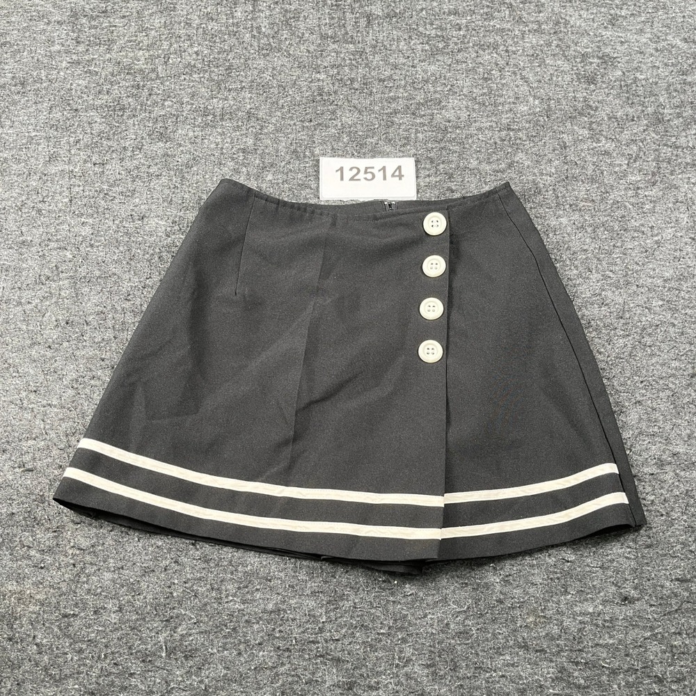 Vintage New Star Skort Womens 26W Black White Trim Sailor Stripe Wrap Casual